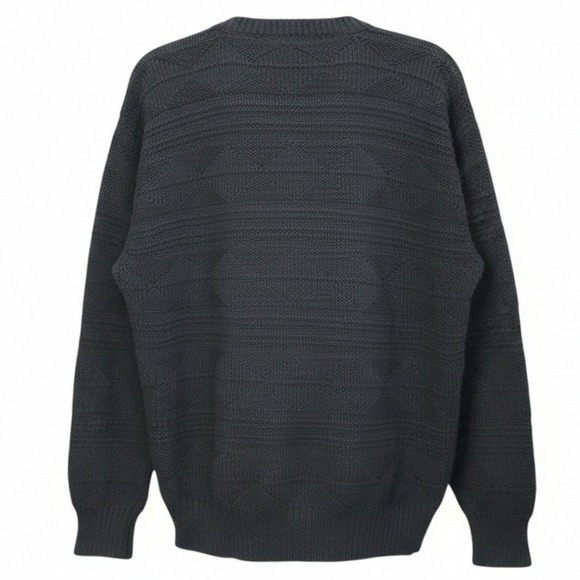 Vintage COLOURS by Alexander Julian Men's Black Sweater Cable Knit Large 42/44 - Picture 7 of 10